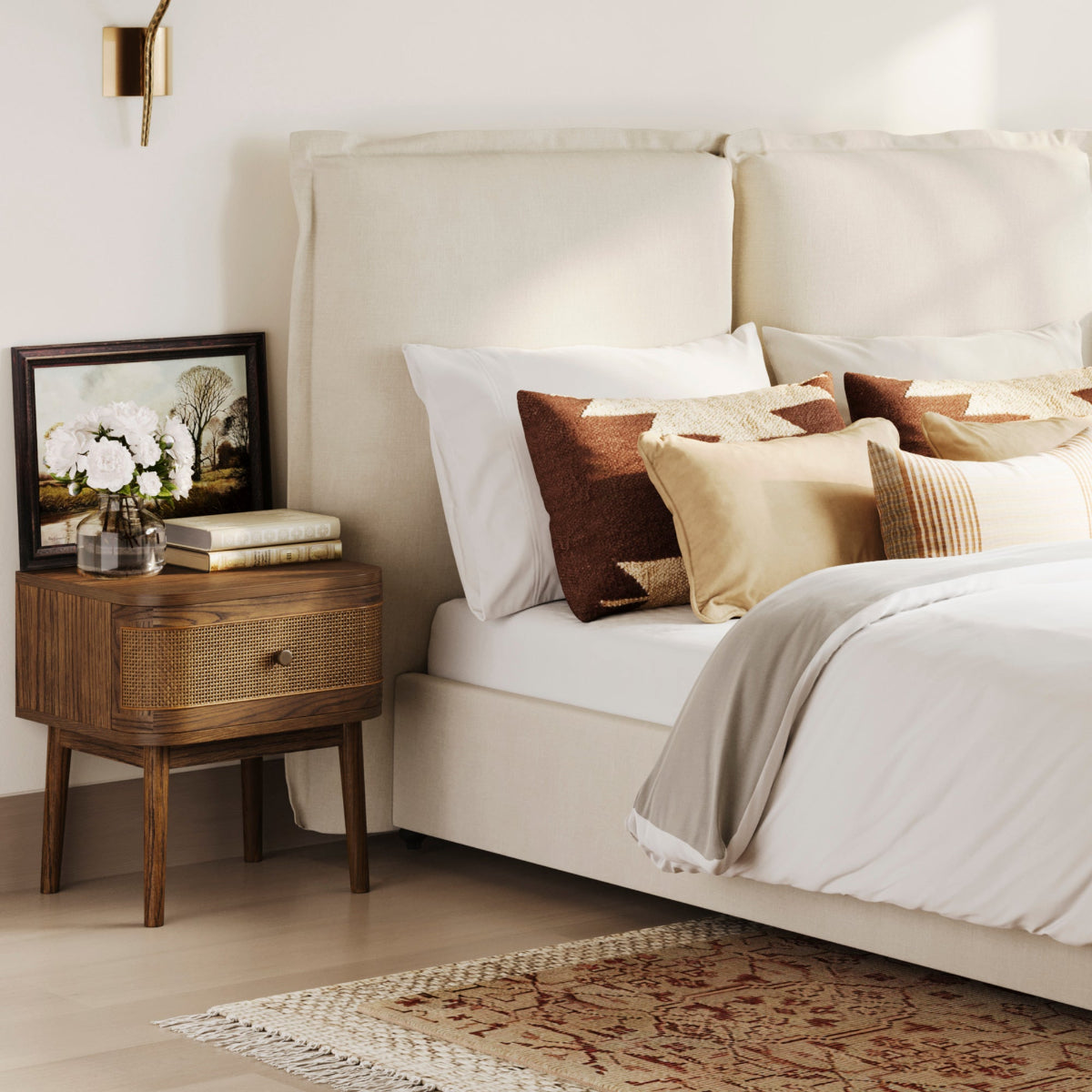 HO+ME Valentine Bedside Cabinet In Smoked Wood lifestyle 2