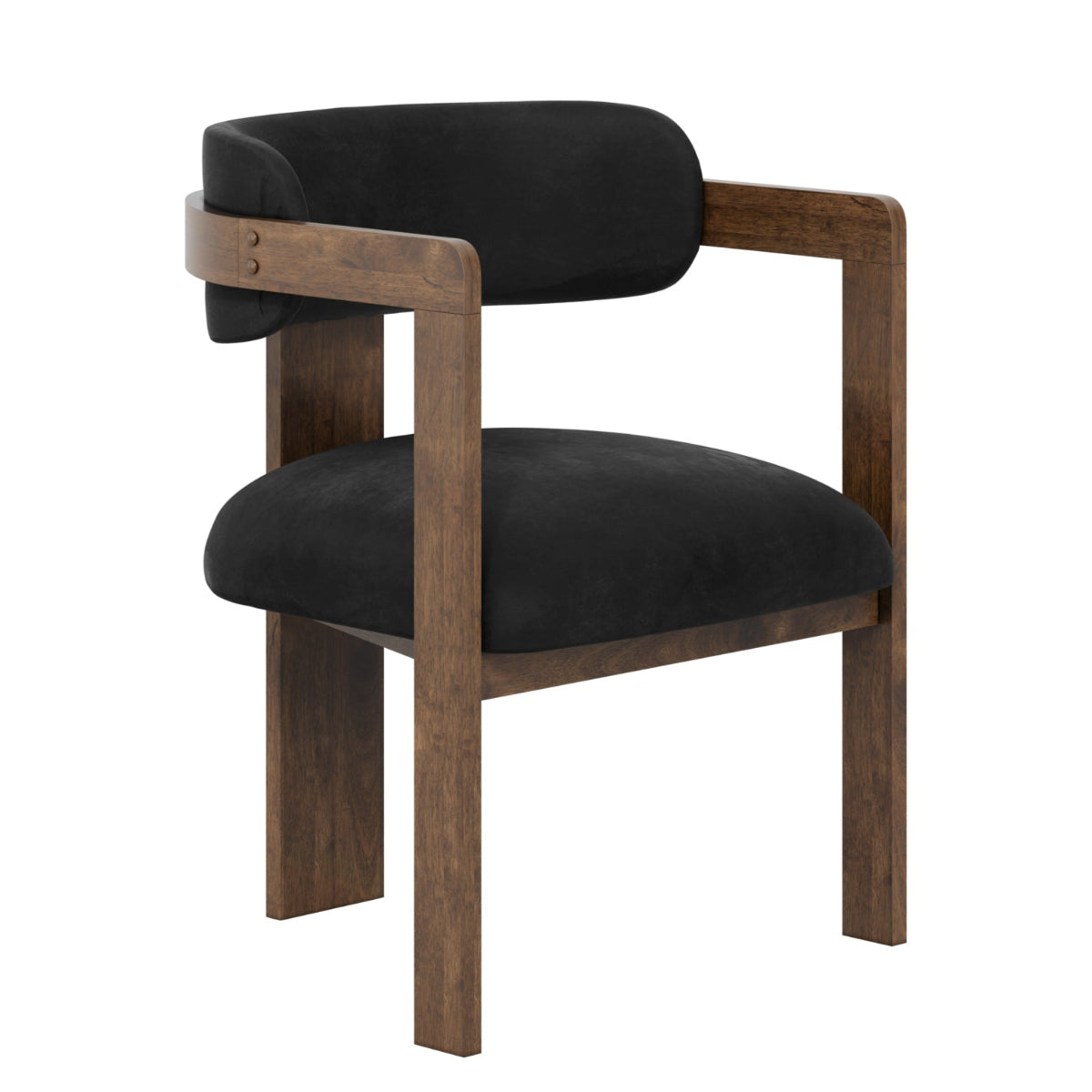 HO+ME Vance Curved Dining Chair In Black And Walnut angle