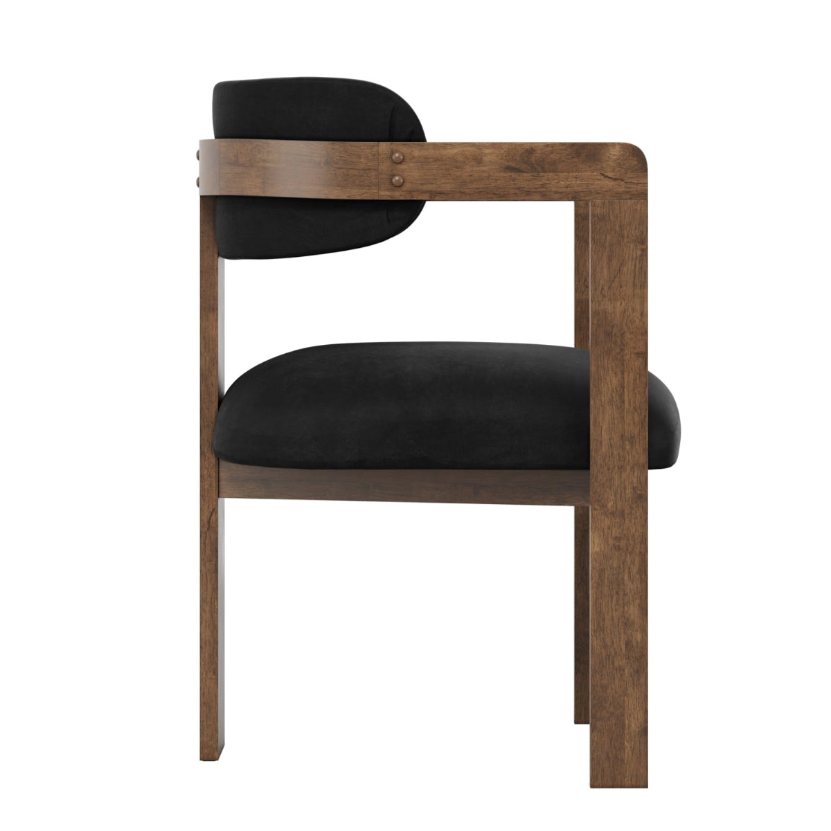 HO+ME Vance Curved Dining Chair In Black And Walnut side
