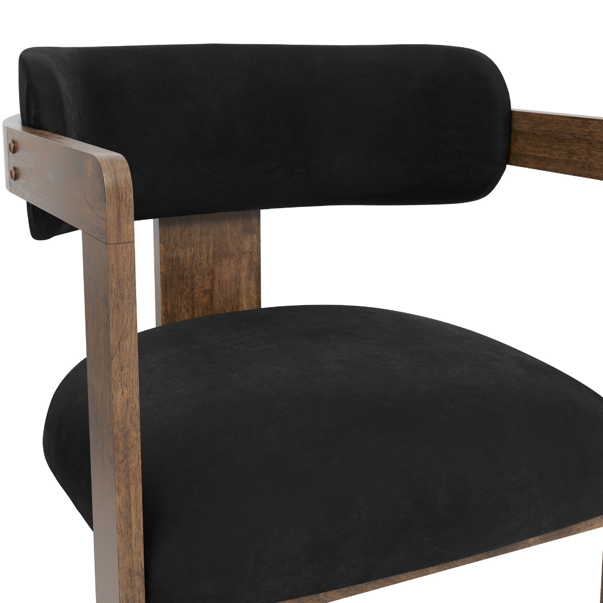 HO+ME Vance Curved Dining Chair In Black And Walnut close up