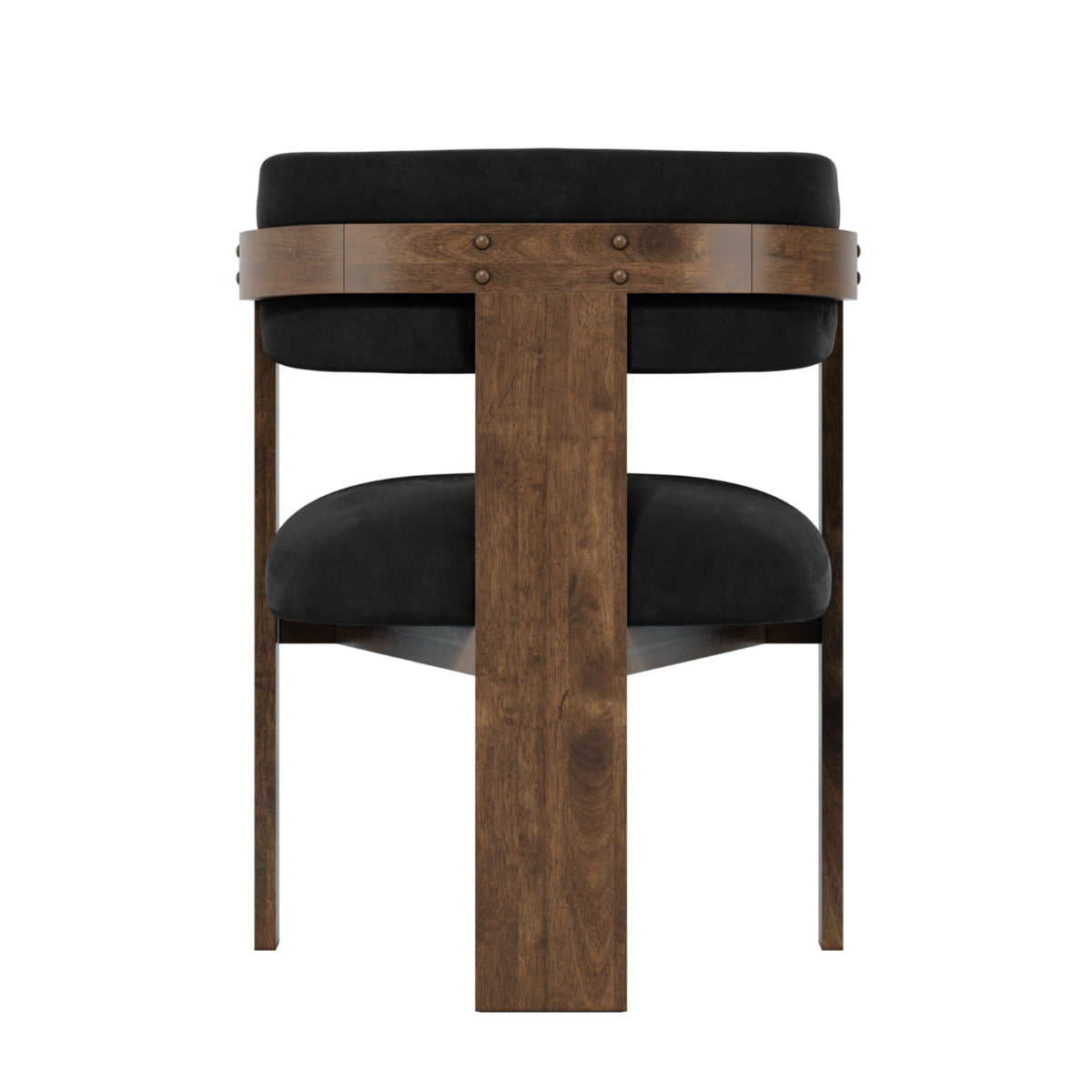 HO+ME Vance Curved Dining Chair In Black And Walnut back