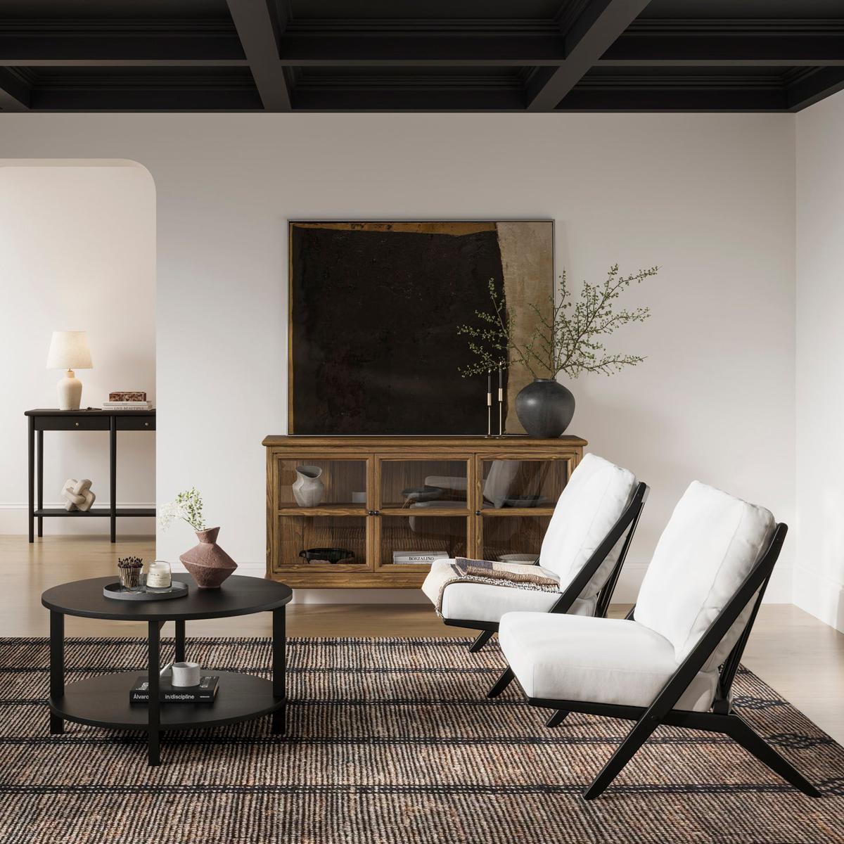 HO+ME Westfield Round Black Coffee Table-Beaumonde