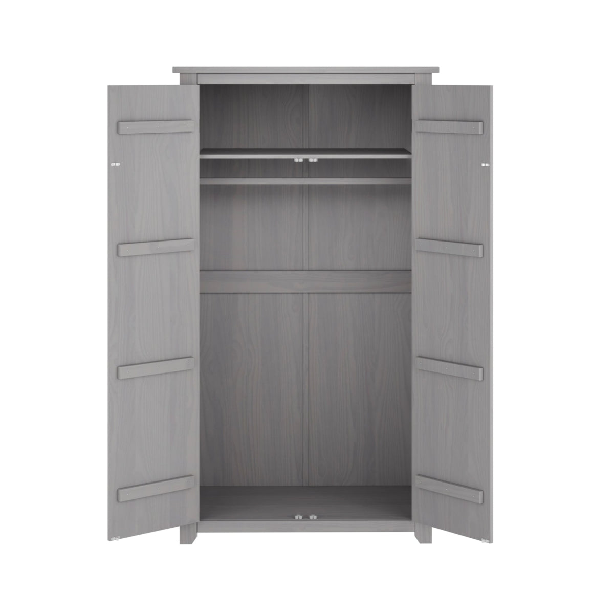 HO+ME Winslow 2 Door Wardrobe In Washed Grey front open