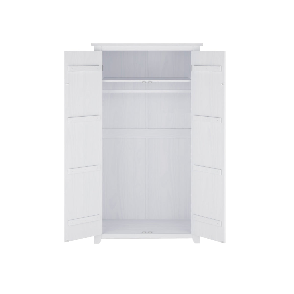 HO+ME Winslow 2 Door Wardrobe In Washed White front open