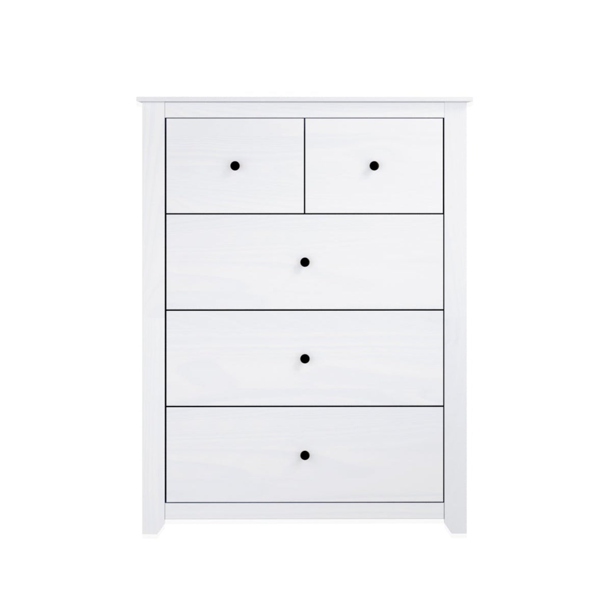 HO+ME Winslow 5 Drawer Chest In Washed White front