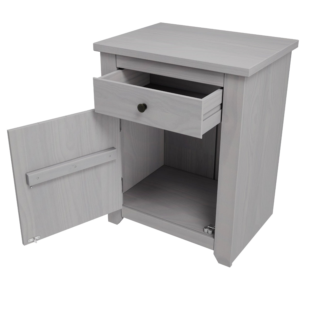 HO+ME Winslow Bedside Table In Washed Grey open