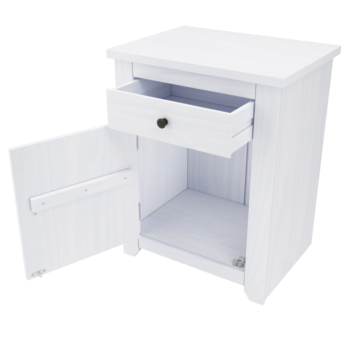 HO+ME Winslow Bedside Table In Washed White open