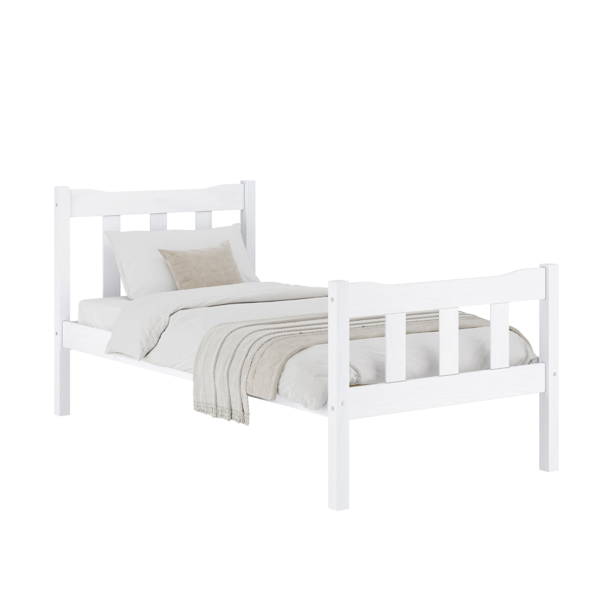 HO+ME Winslow Single Bed In Washed White angle dressed