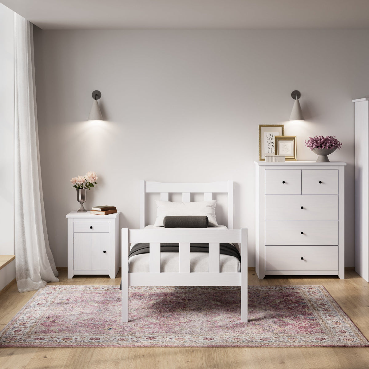 HO+ME Winslow Single Bed In Washed White lifestyle