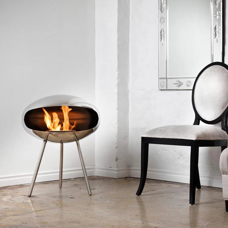 Cocoon Fires Terra - Polished Steel with Steel Legs