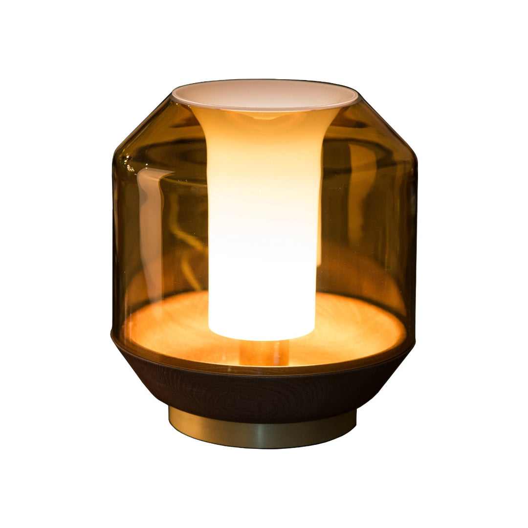 Innermost Lateralis Table Light Opal + Amber Glass, Anodised gold-Beaumonde