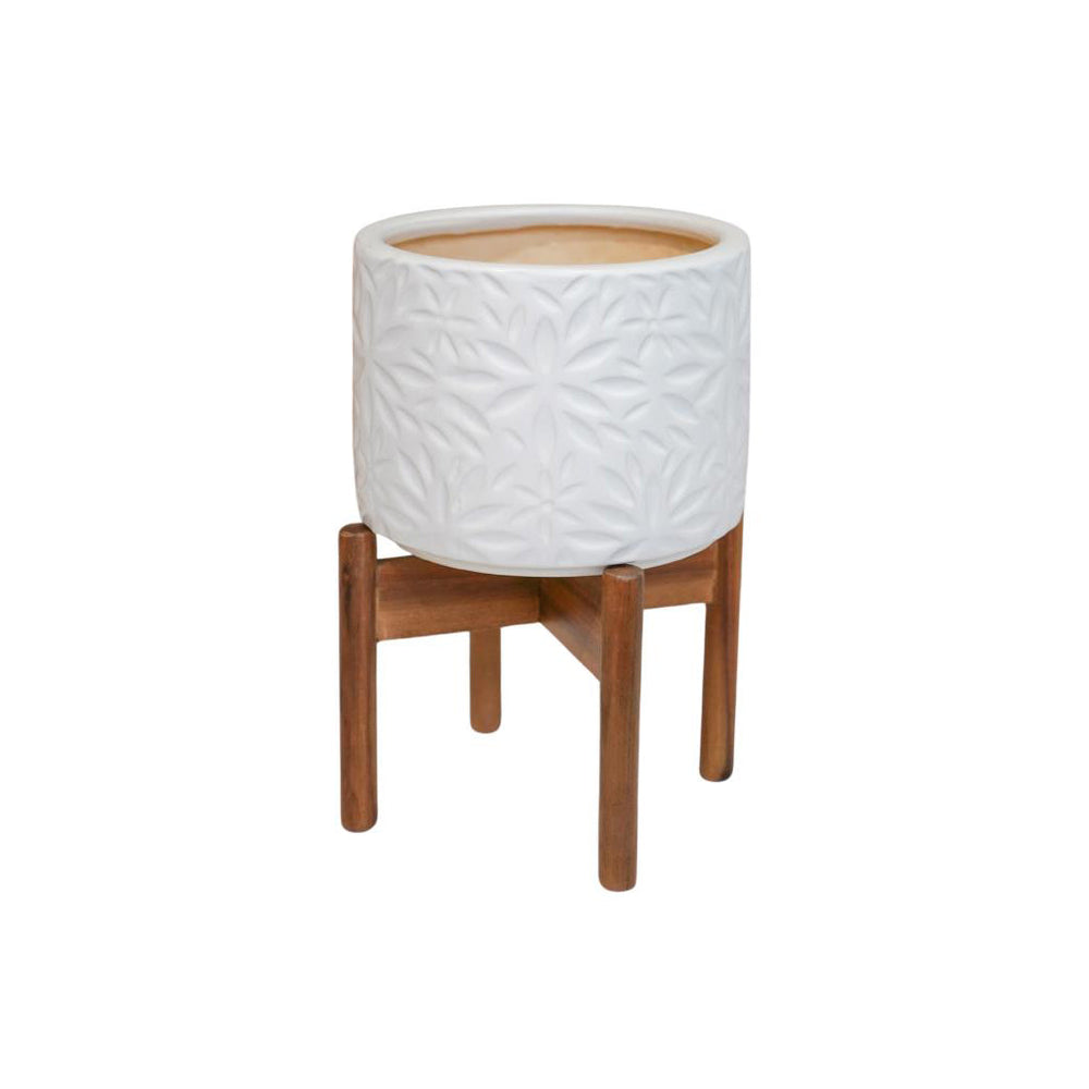 Ivyline Aspen Flower White Planter