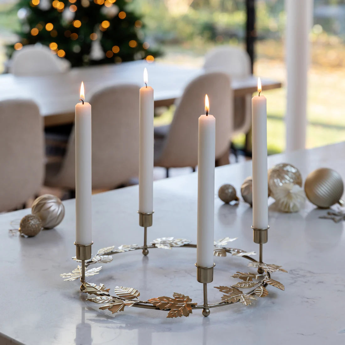 Ivyline Autumn Wreath Candle Holder Centrepiece Gold