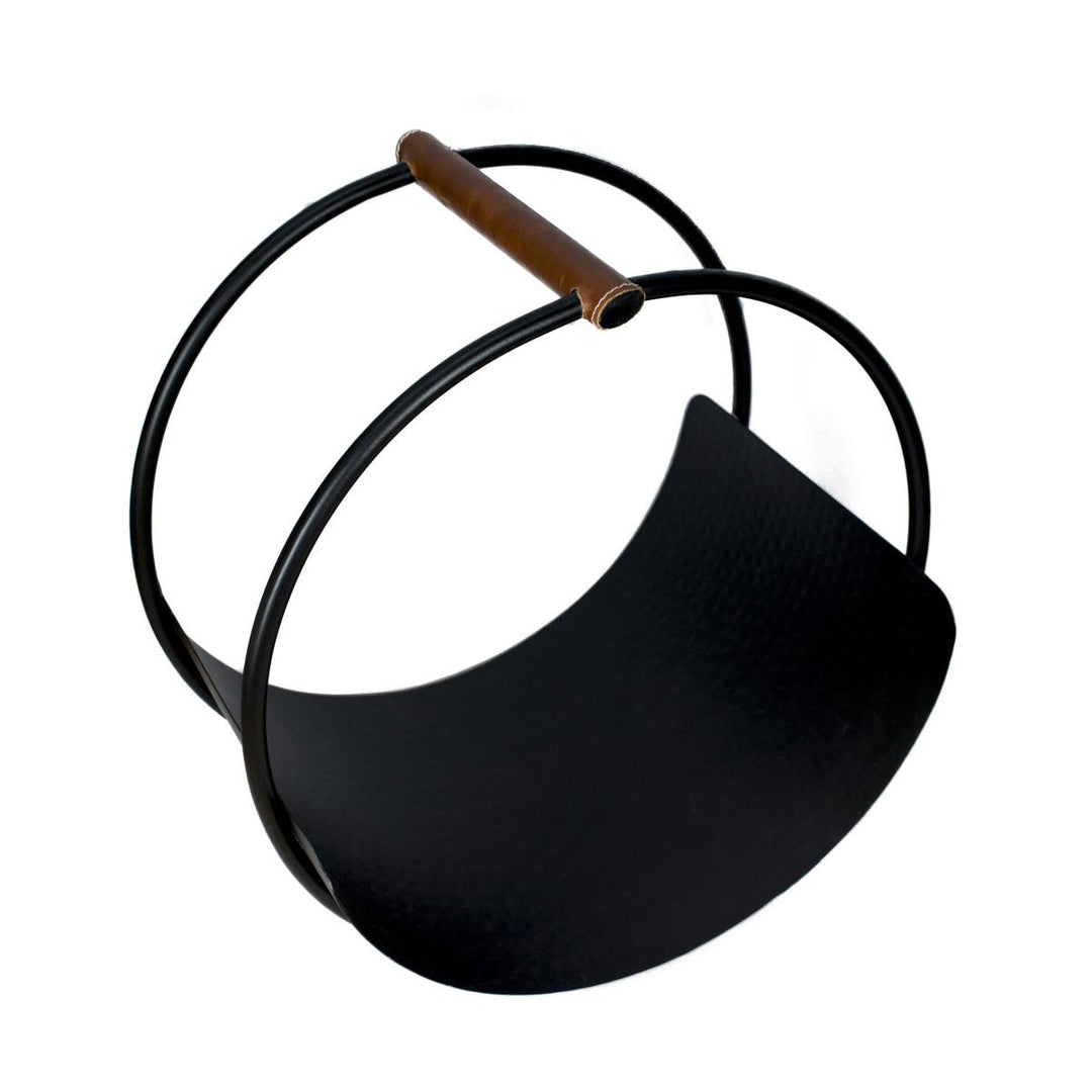Ivyline Leather Handle Round Log Holder-Beaumonde