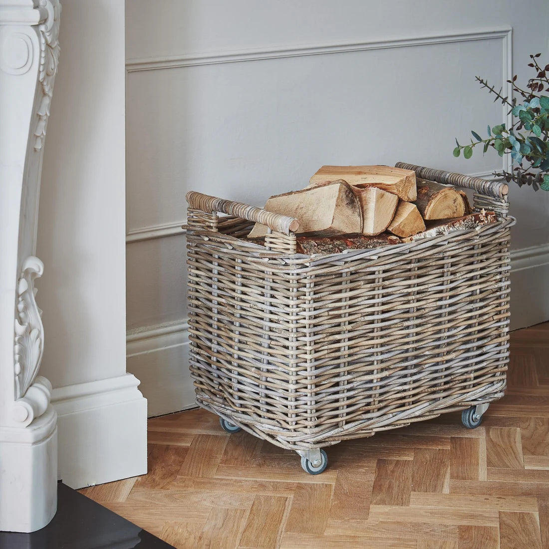 Ivyline Natural Rattan Log Cart