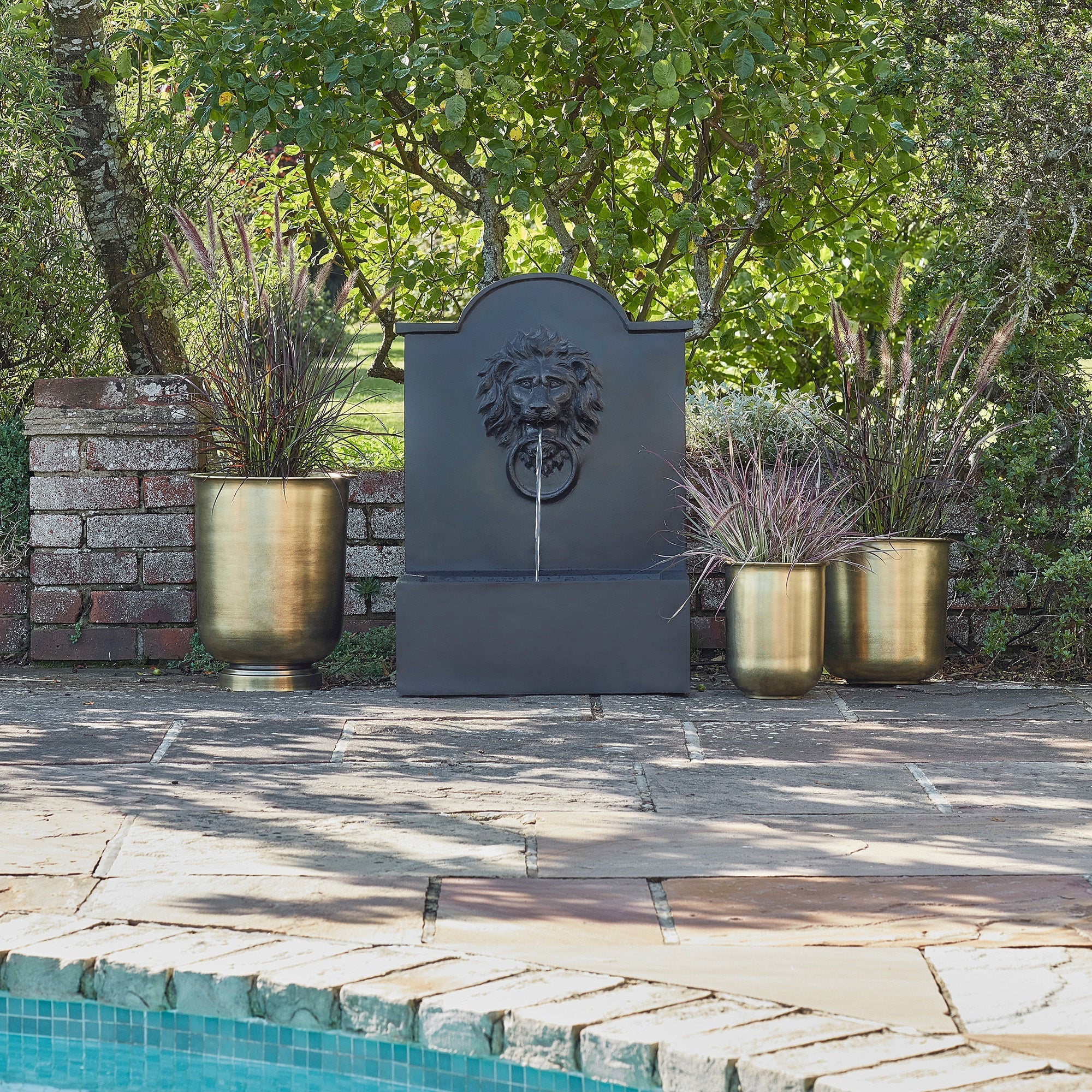 Ivyline Outdoor Luxury Lion Water Feature-Beaumonde