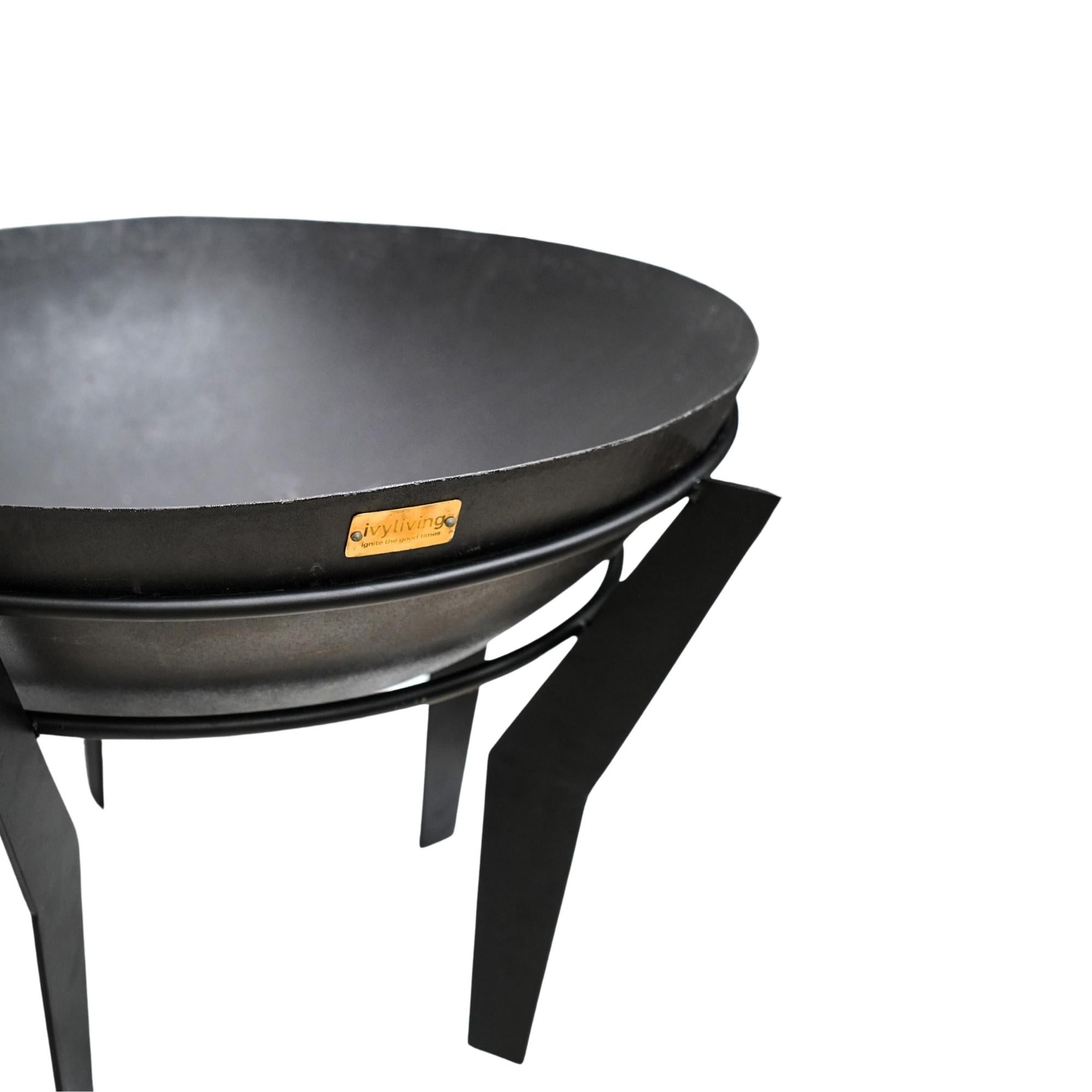 Ivyline Outdoor Metal Kendal Fire Pit on Stand Black-Beaumonde