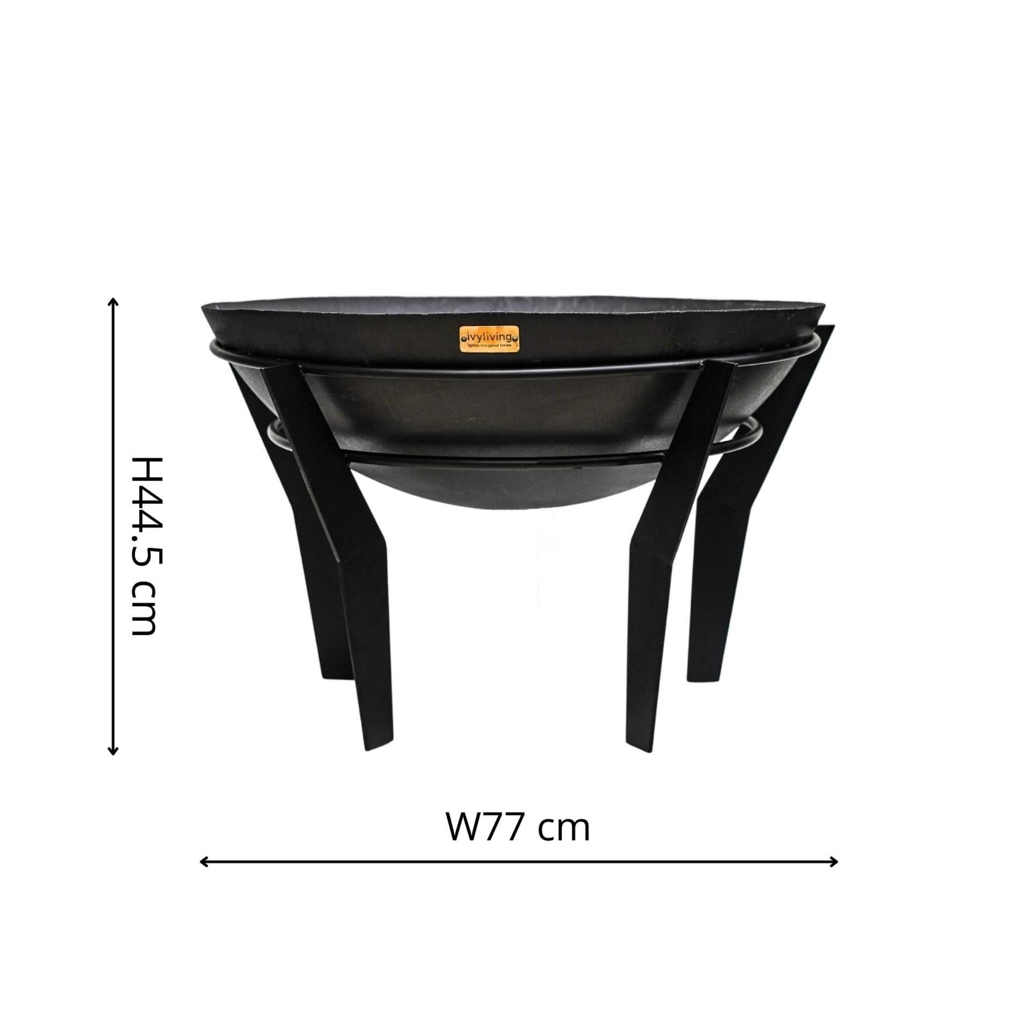 Ivyline Outdoor Metal Kendal Fire Pit on Stand Black-Beaumonde