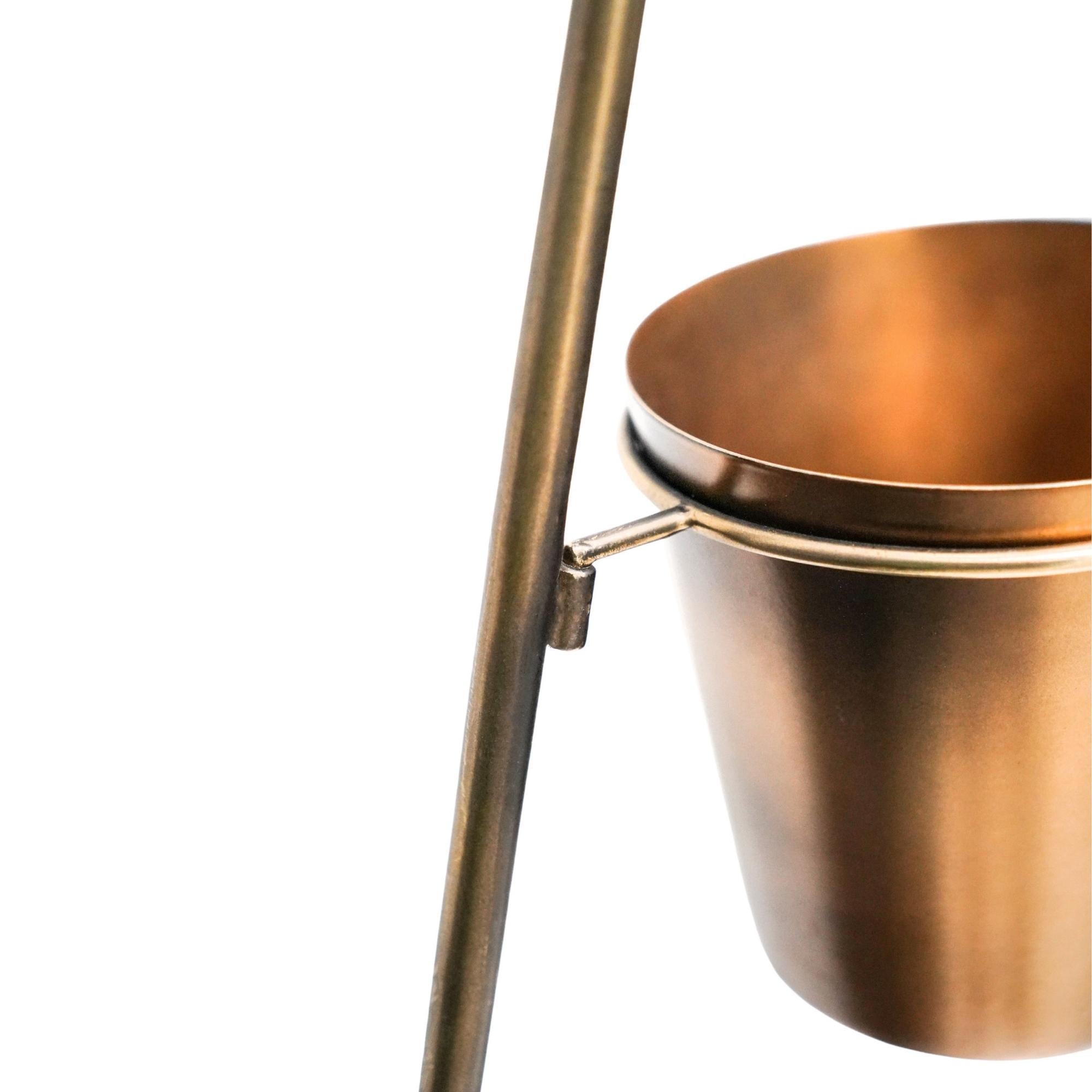 Ivyline Outdoor Vertical Gold Metal Wall Plant Stand with Planters-Beaumonde