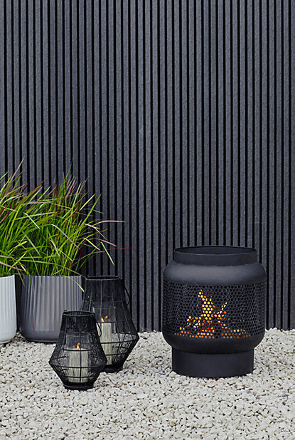 Ivyline Tall Buttermere Basket Outdoor Fire Pit Black-Beaumonde