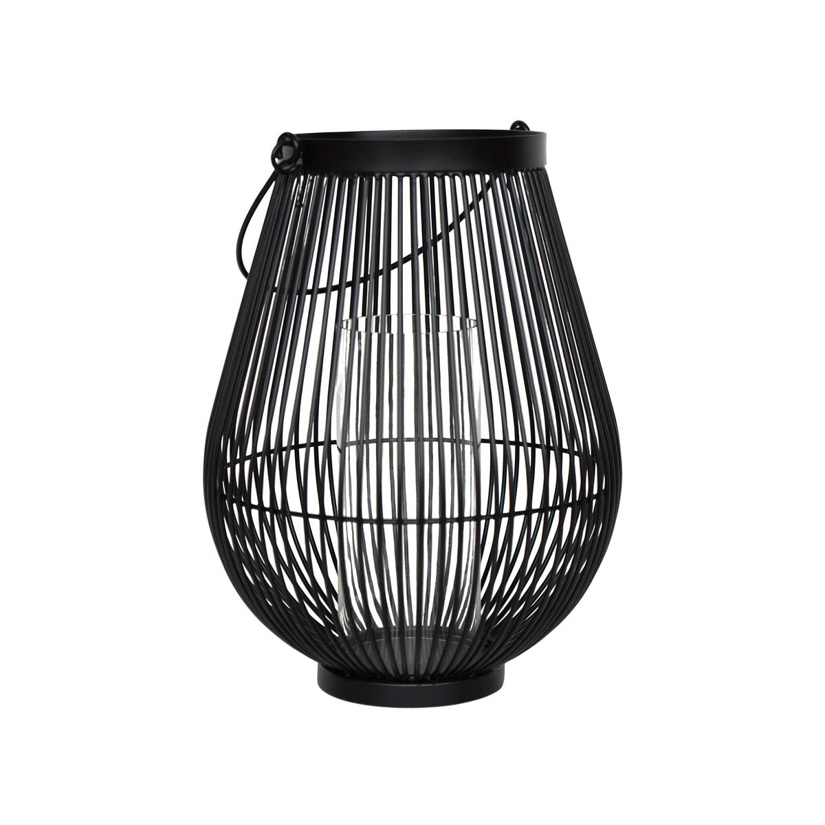 Ivyline Venere Lantern with Glass Insert Black