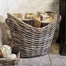 Ivyline Wicker Log Basket Oval Lined-Beaumonde