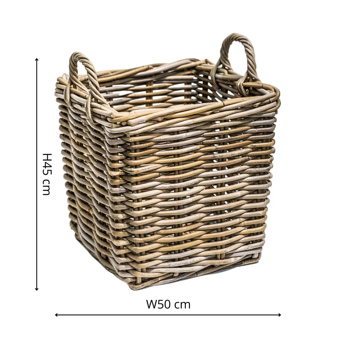Ivyline Wicker Log Basket Square, Set of 2-Beaumonde