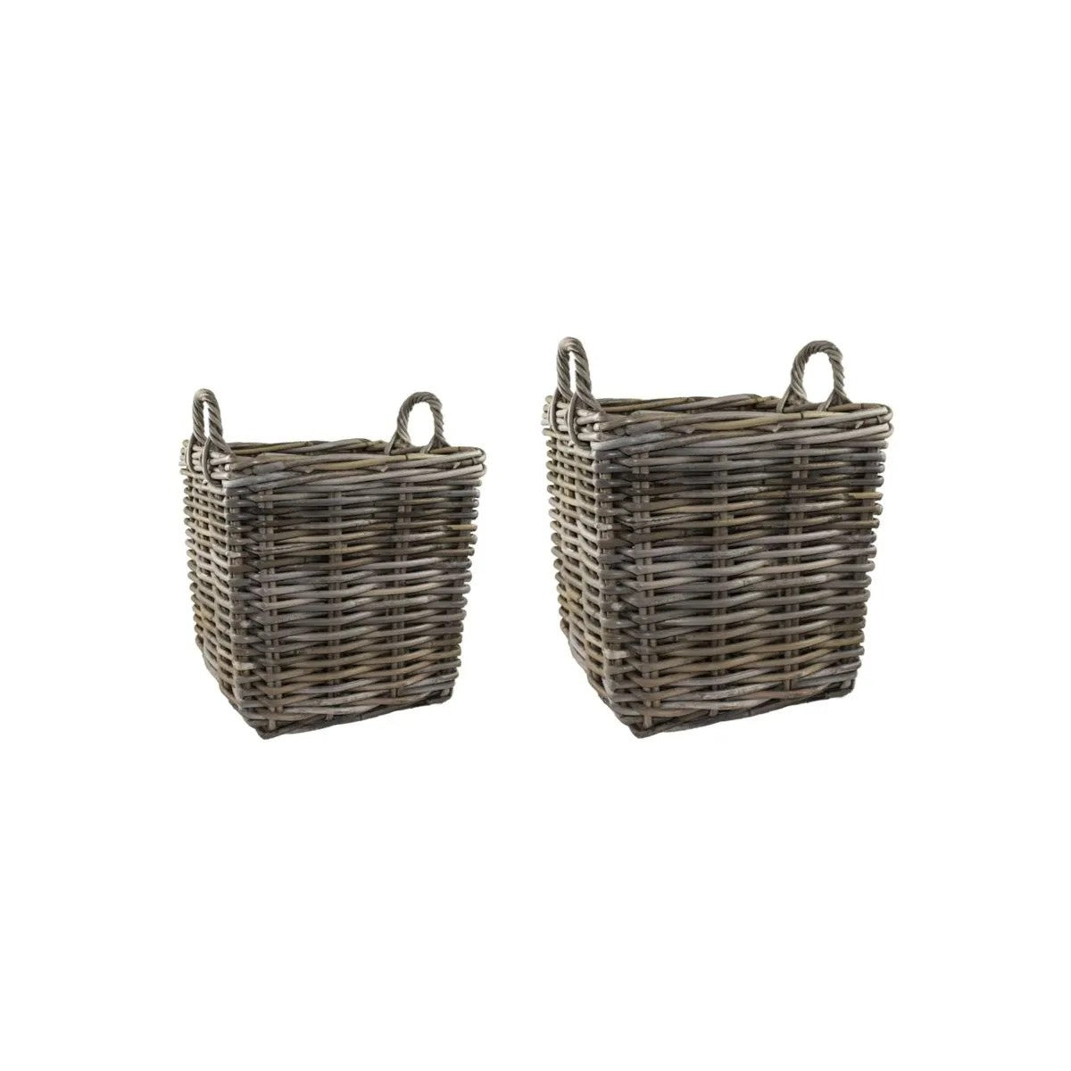 Ivyline Wicker Log Basket Square, Set of 2-Beaumonde
