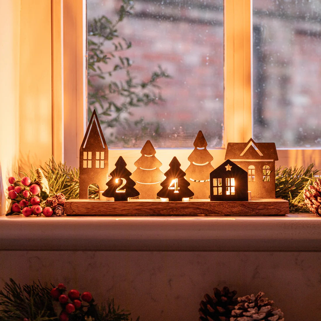 Ivyline Wooden Advent Candle Holder