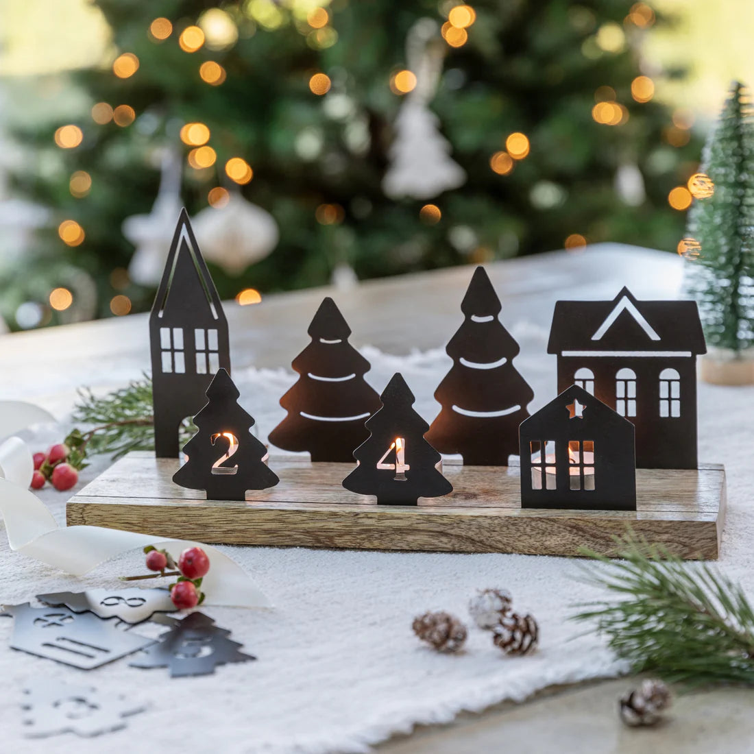 Ivyline Wooden Advent Candle Holder