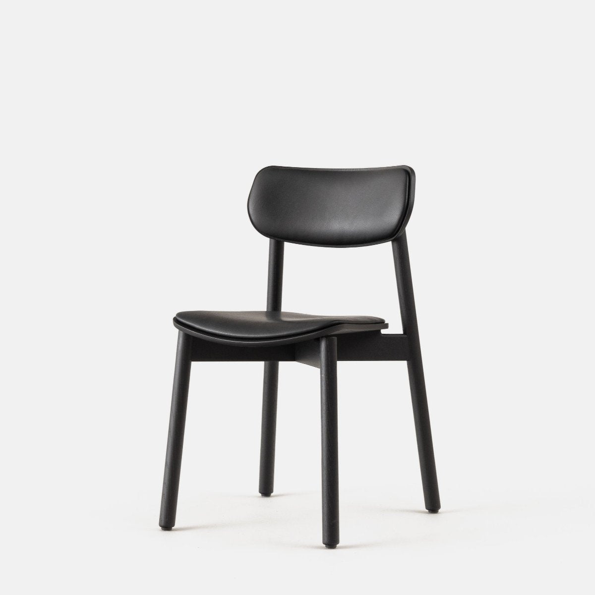 john green black otis chair upholstered  cognac leather seat   white