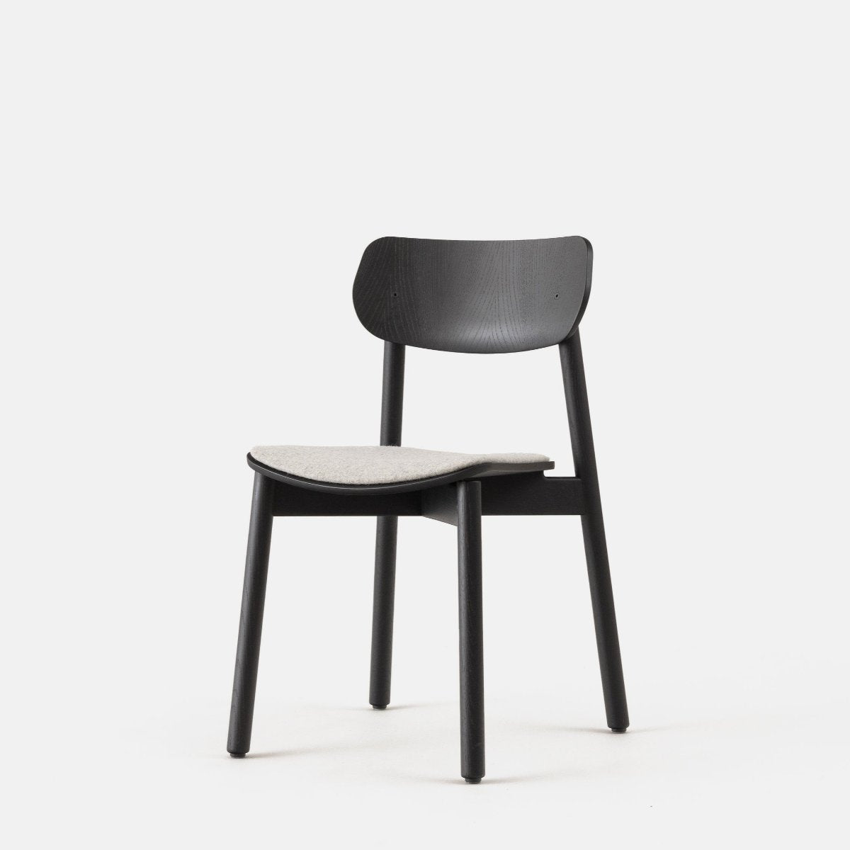 john green black otis chair upholstered  grey wool  seat 