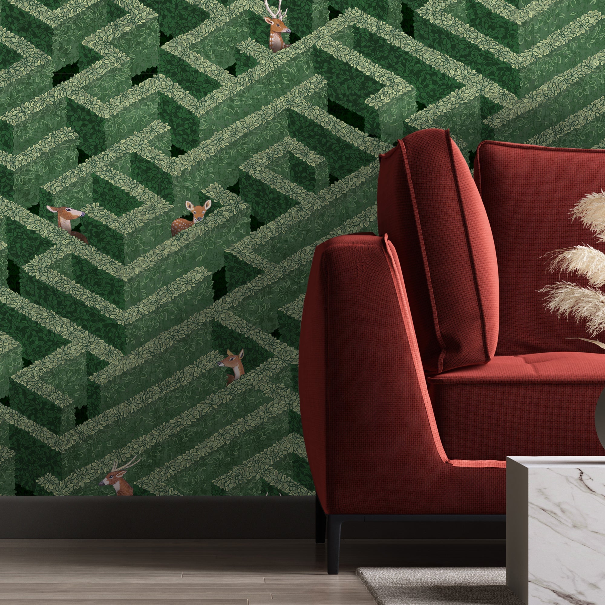 Josephine Munsey Labyrinth With Deers Wallpaper-Beaumonde