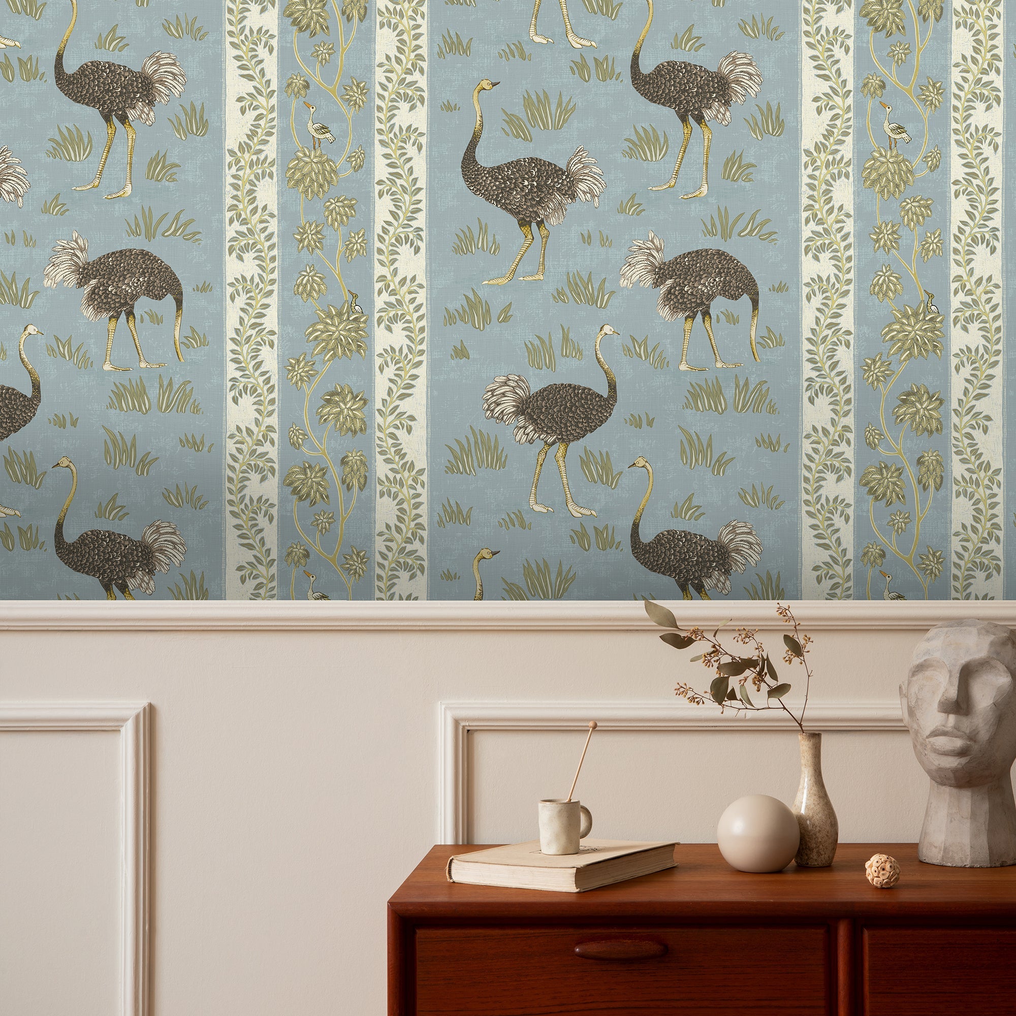 Josephine Munsey Ostrich Stripe Wallpaper-Beaumonde