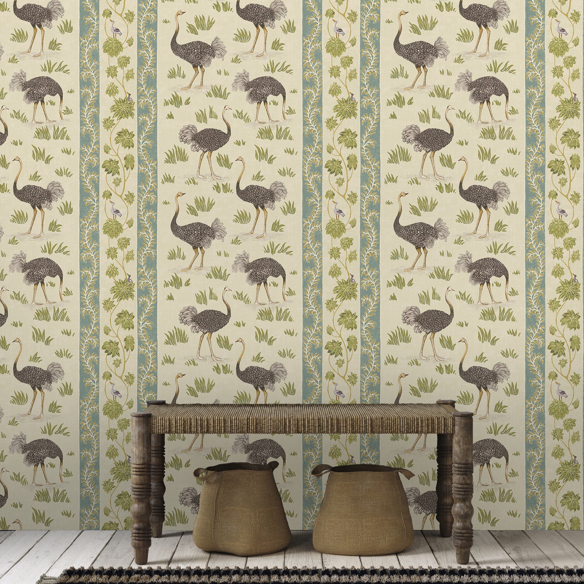 Josephine Munsey Ostrich Stripe Wallpaper-Beaumonde