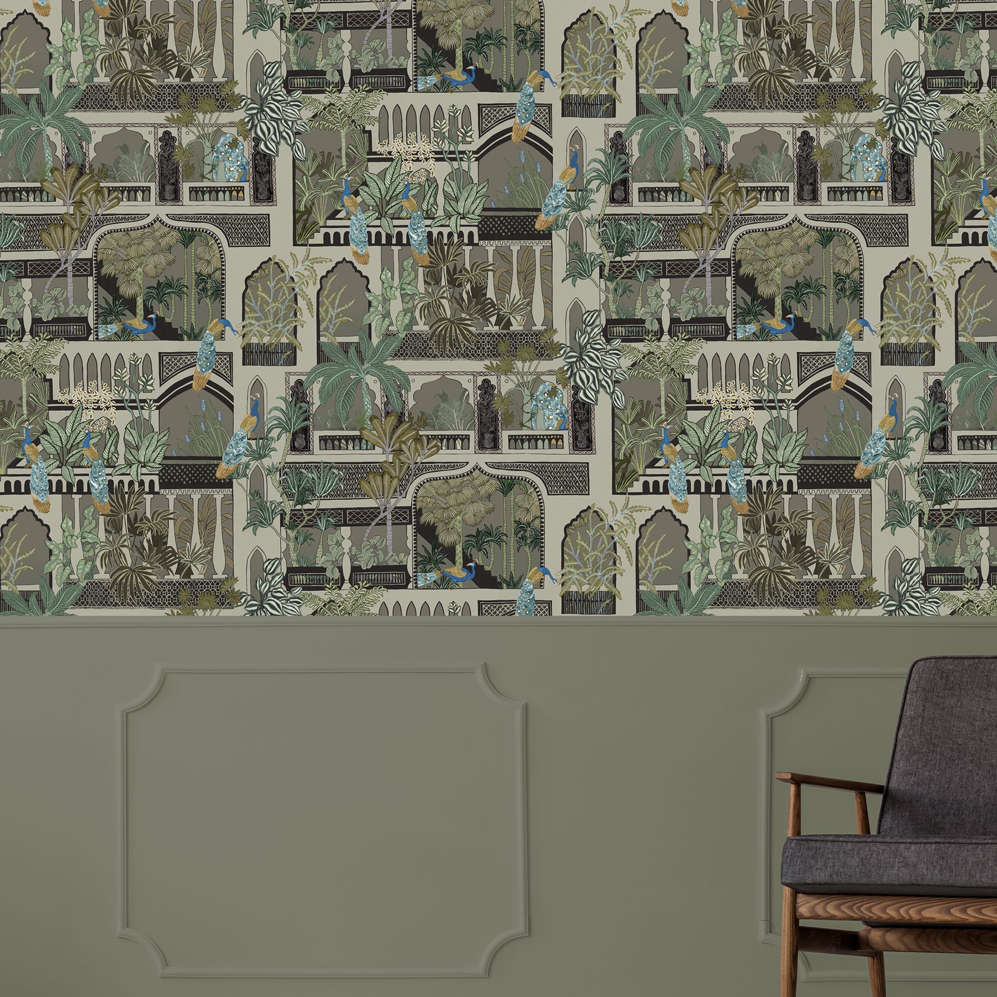 Josephine Munsey Peacock Arches Wallpaper-Beaumonde