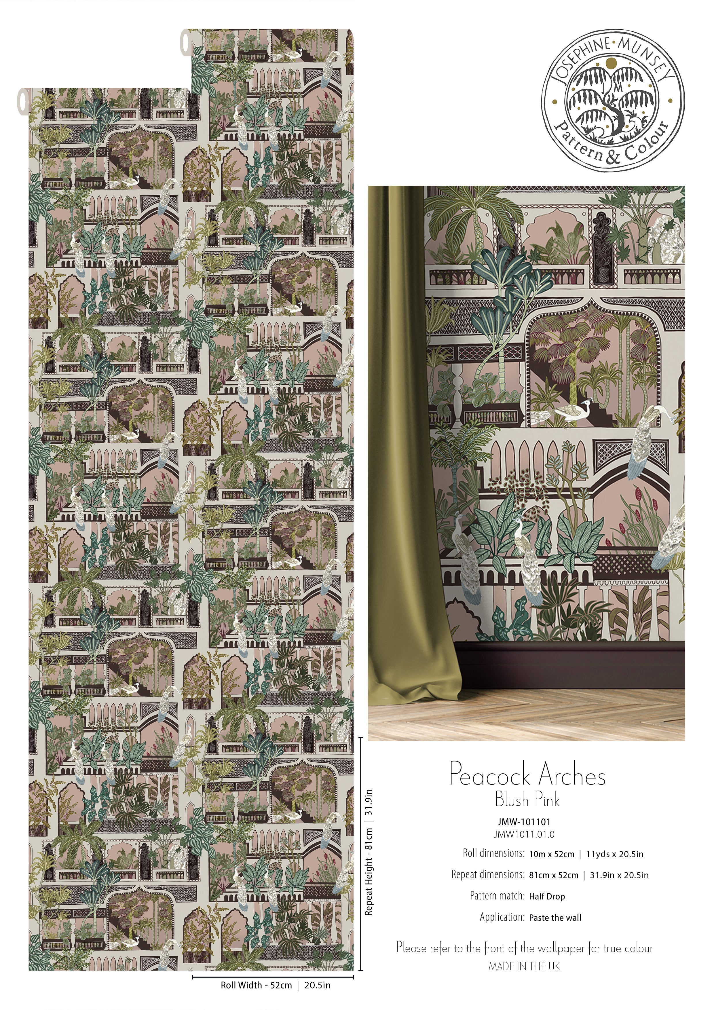 Josephine Munsey Peacock Arches Wallpaper-Beaumonde