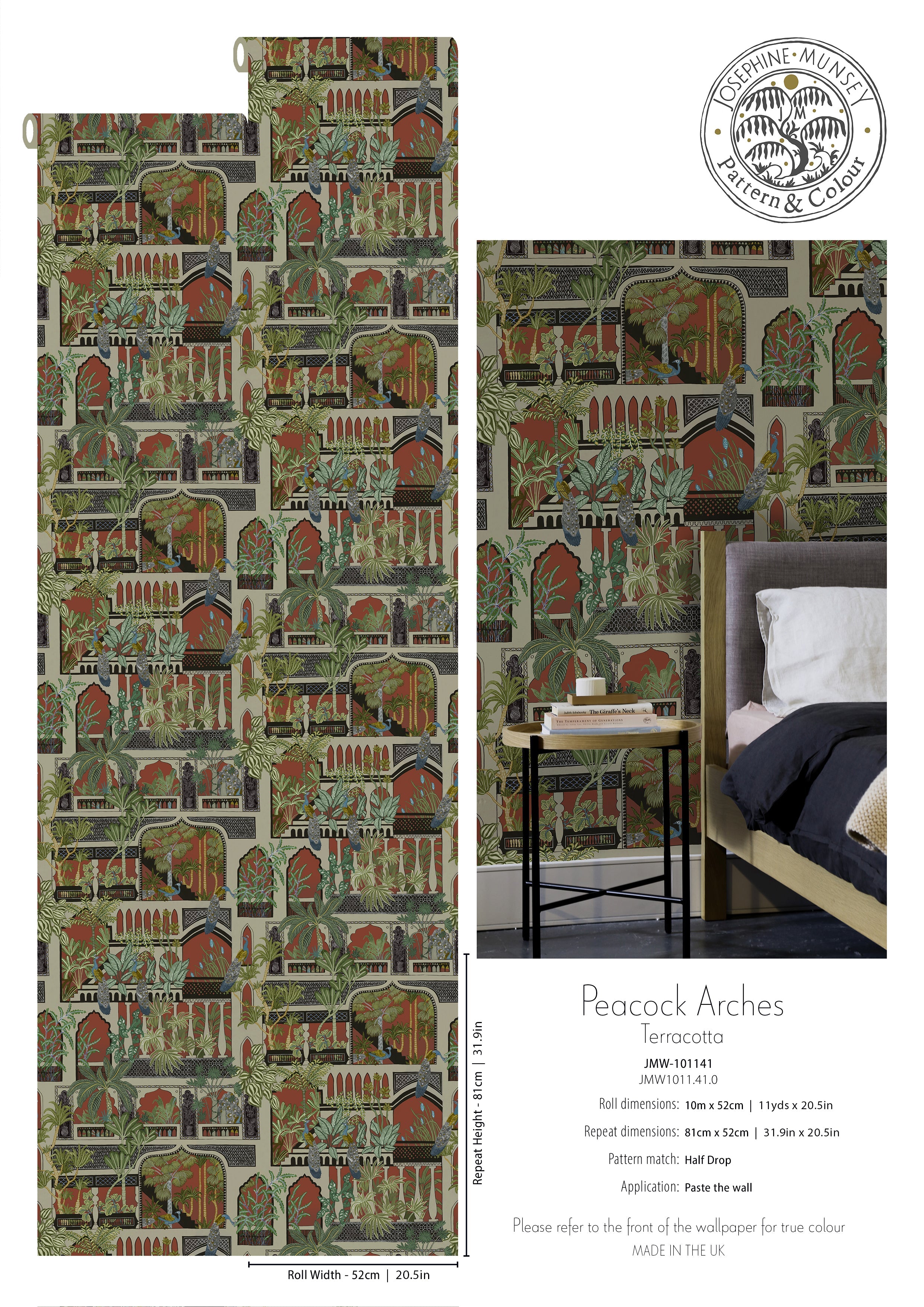 Josephine Munsey Peacock Arches Wallpaper-Beaumonde