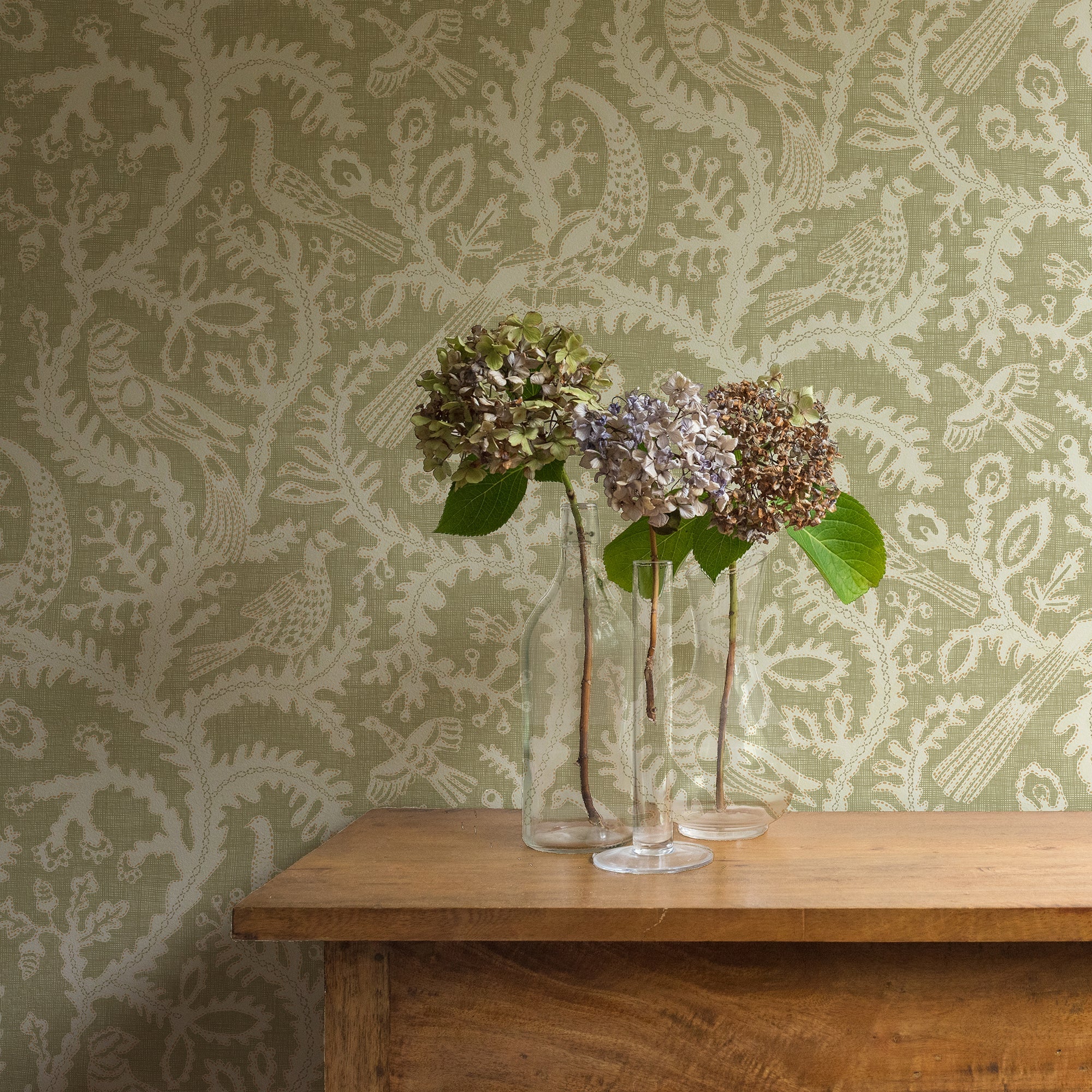 Josephine Munsey Stitched Birds Wallpaper-Beaumonde