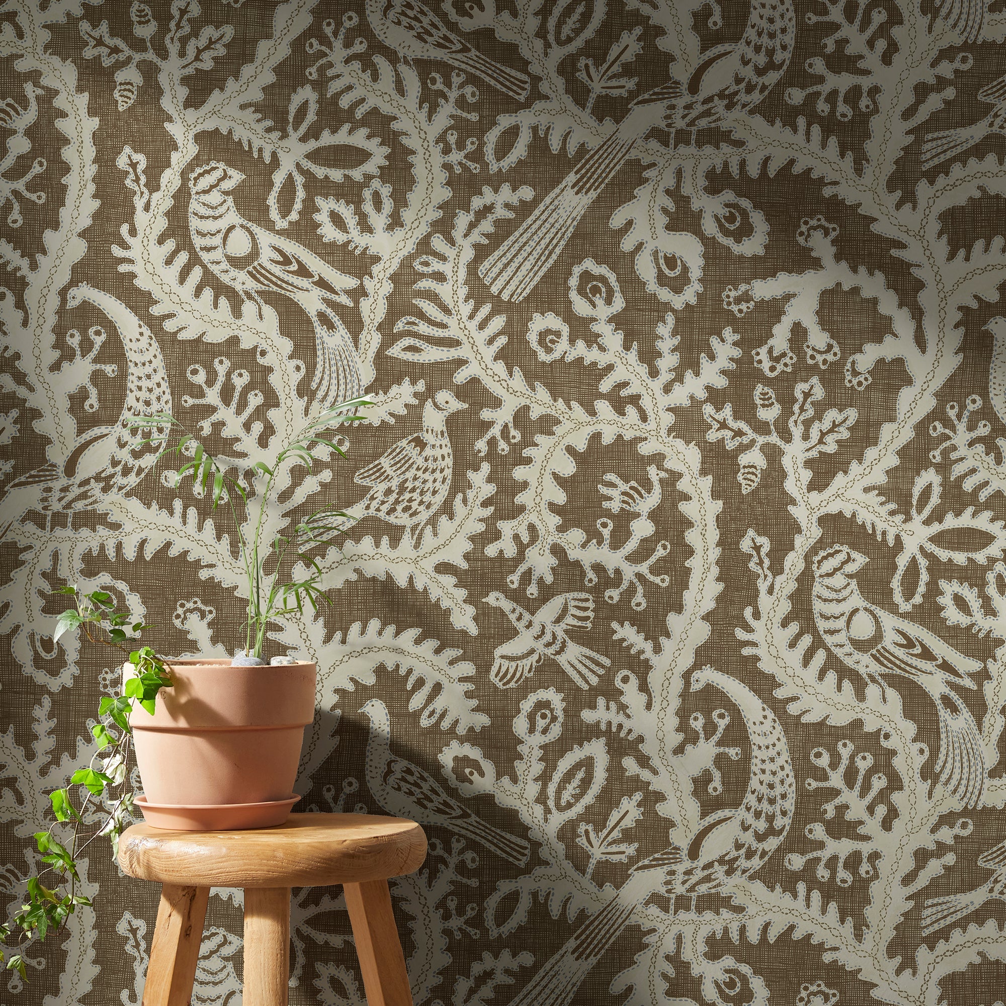 Josephine Munsey Stitched Birds Wallpaper-Beaumonde
