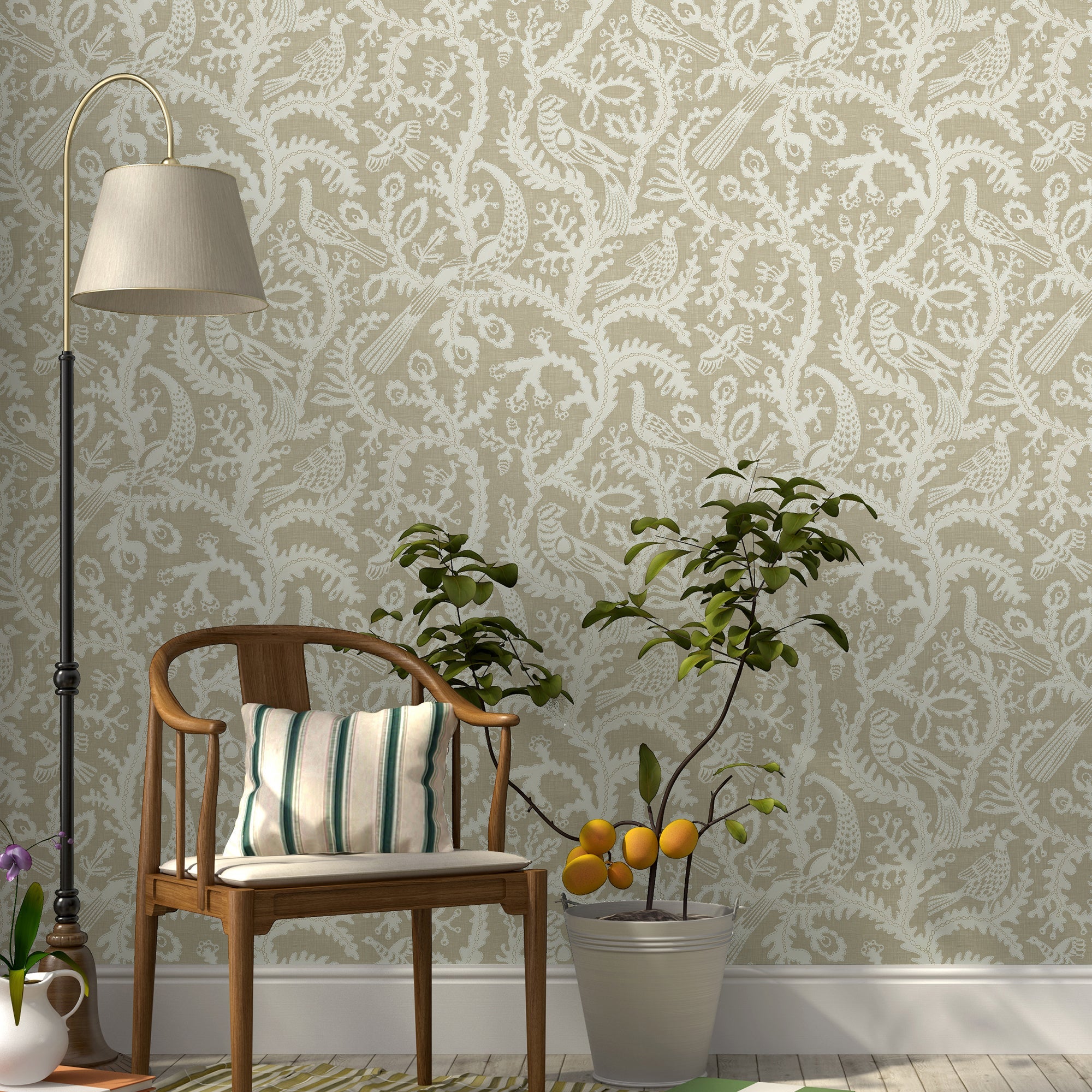 Josephine Munsey Stitched Birds Wallpaper-Beaumonde