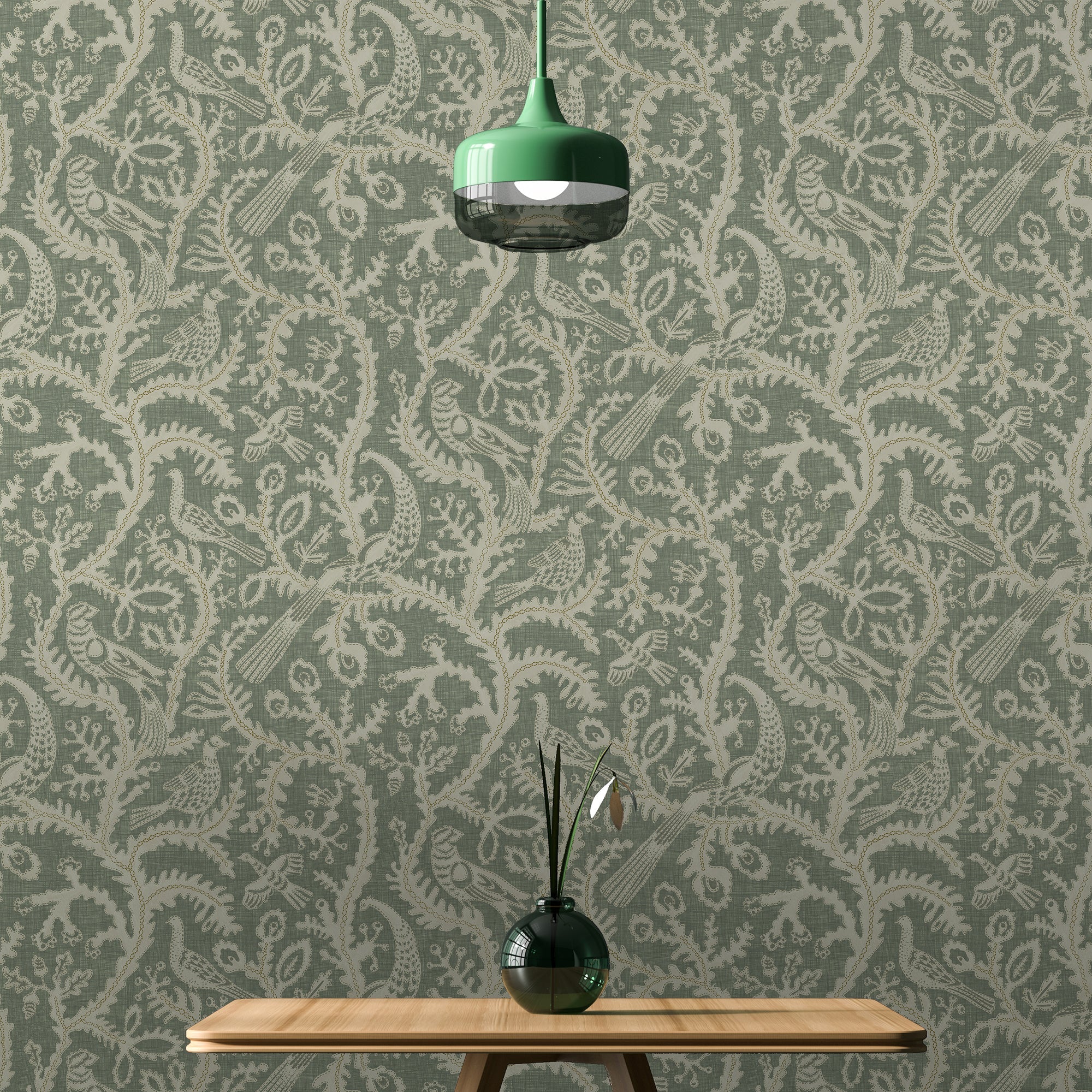 Josephine Munsey Stitched Birds Wallpaper-Beaumonde