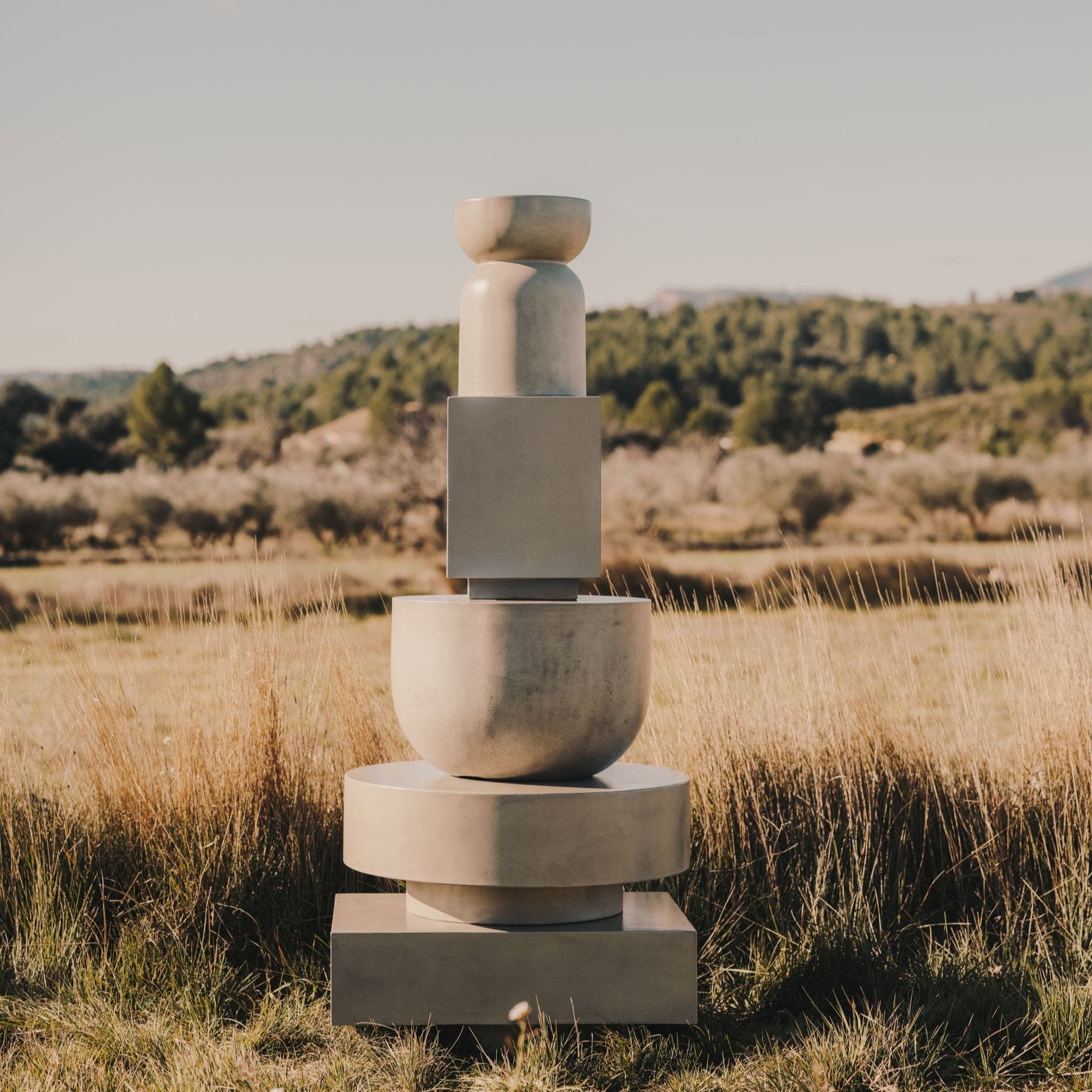 Kave Home Garbet Cement Coffee Table 80cm-Beaumonde