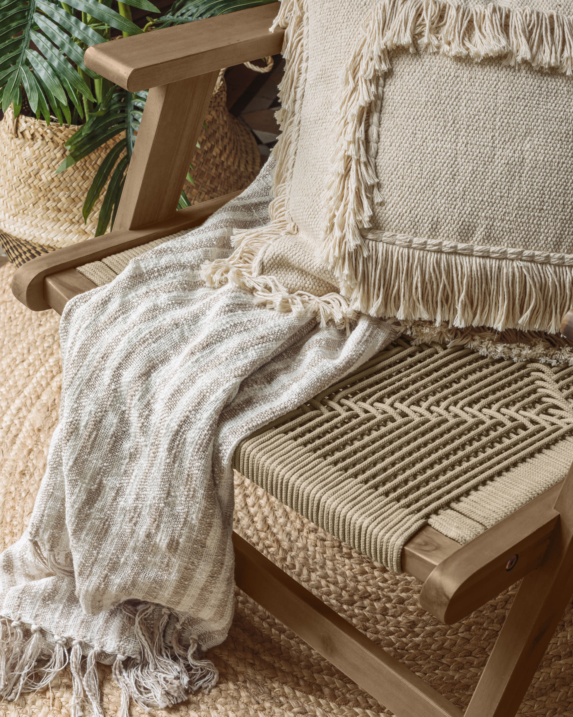 Kave Home Geralda Acacia Wood Armchair Dark Finish-Beaumonde