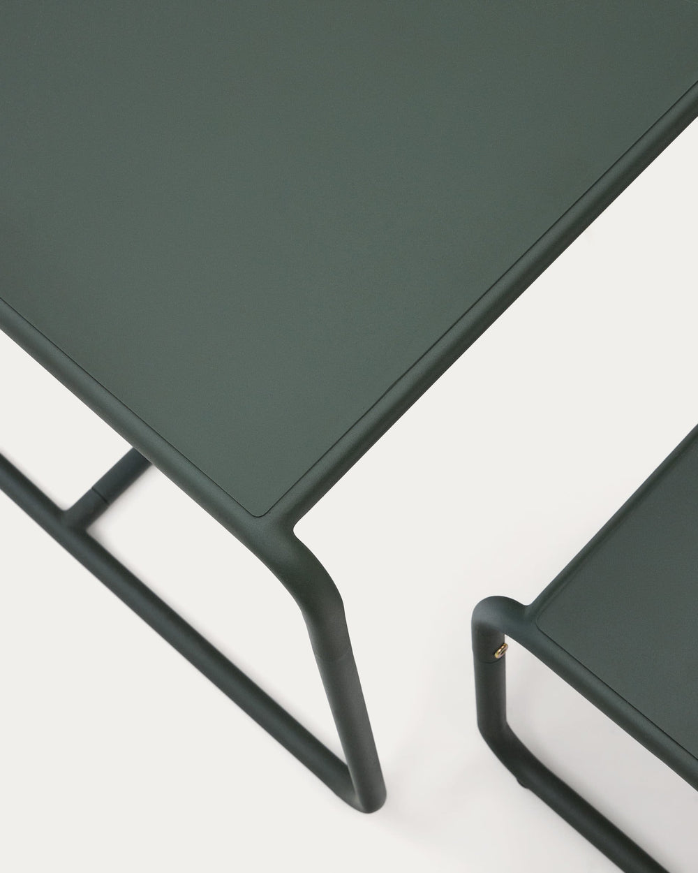 Kave Home Sotil Set of 2 Galvanised Steel Benches and Table-Beaumonde