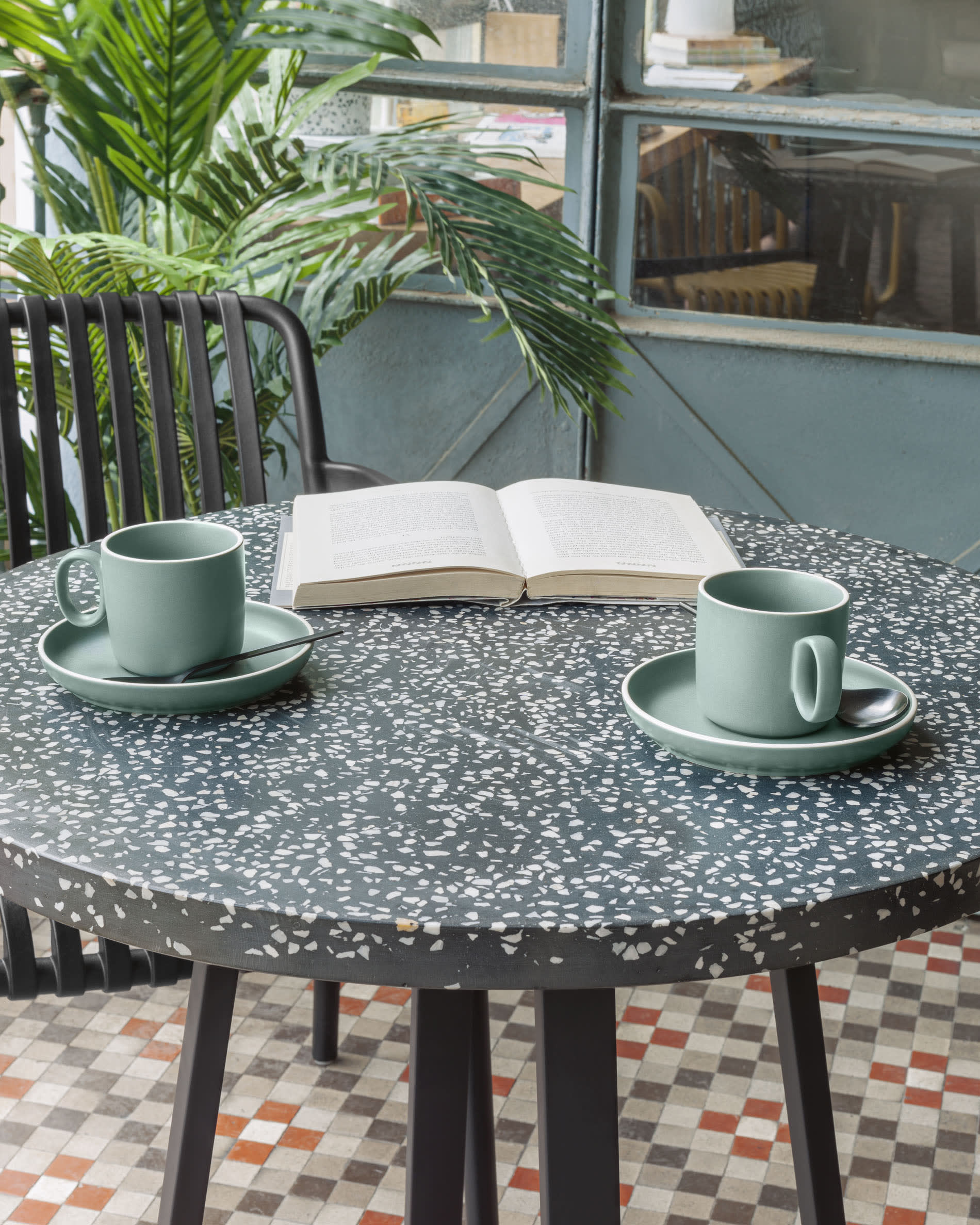 Kave Home Tella Terrazzo Table Black-Beaumonde