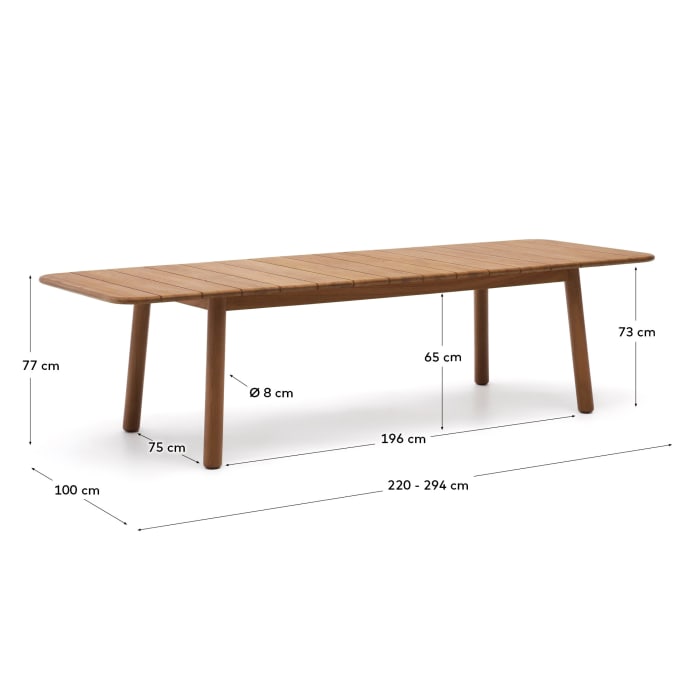 Kave Home Turqueta Solid Teak Outdoor Extendable Table-Beaumonde