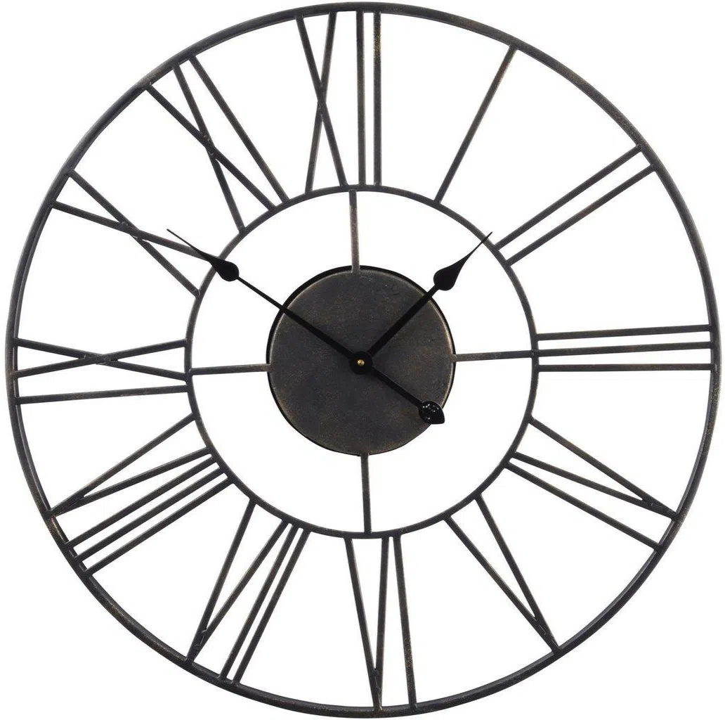 Libra Interiors Large Skeletal Outdoor Wall Clock-Beaumonde