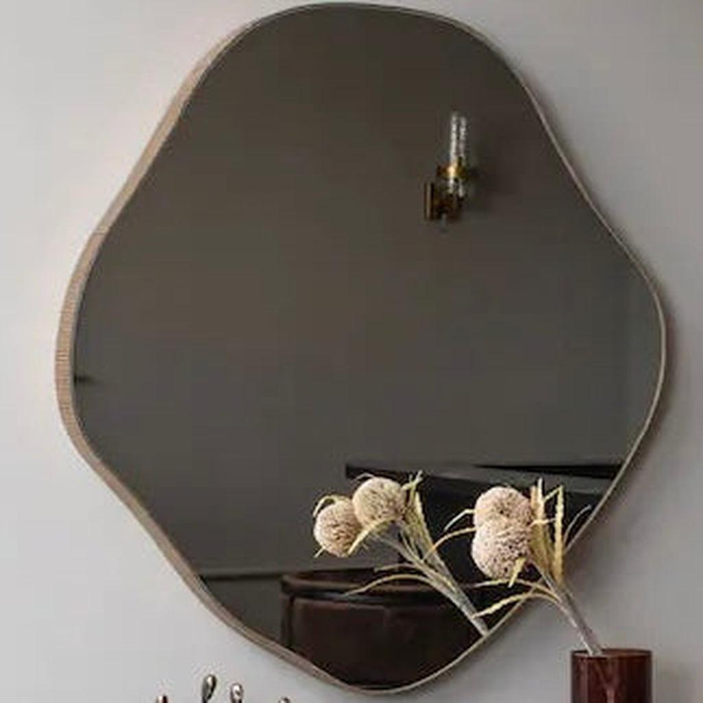 Organic Metal Framed Mirror Aged Champagne Finish Large-Beaumonde