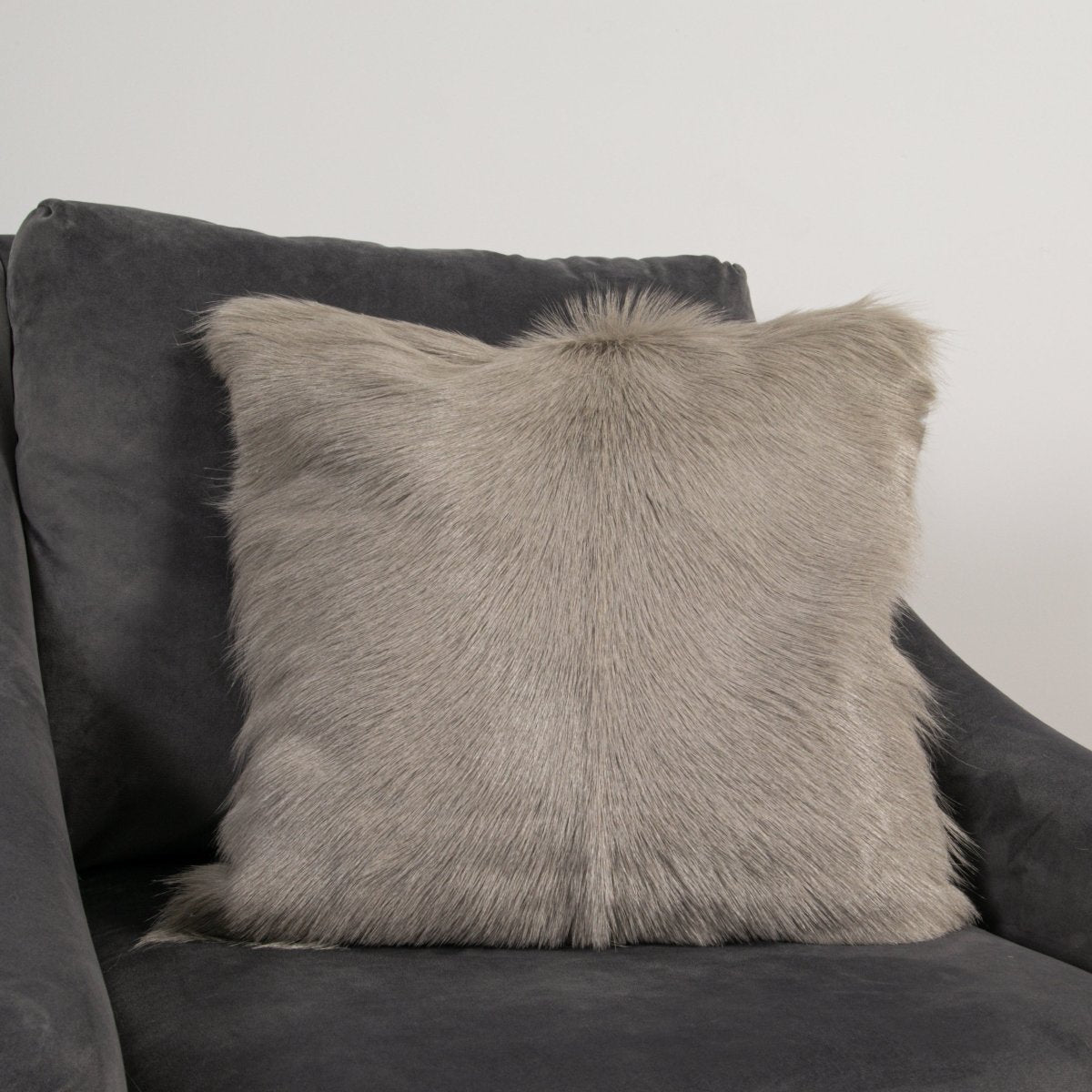Native Home Light Grey Goatskin Cushion-Beaumonde